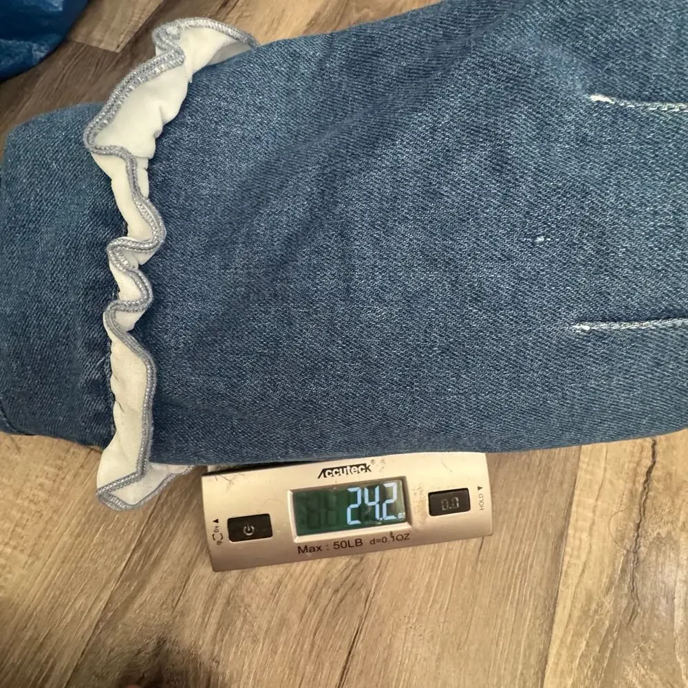 Cropped Ruffle Sleeve Denim Jacket Made Italy Parisian Couture Chic 36 - Picture 6 of 13